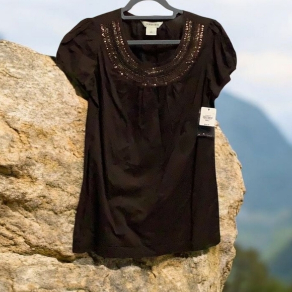 St Johns Bay blouse with sequins NWT size Small 34$ great gift idea - Picture 3 of 10